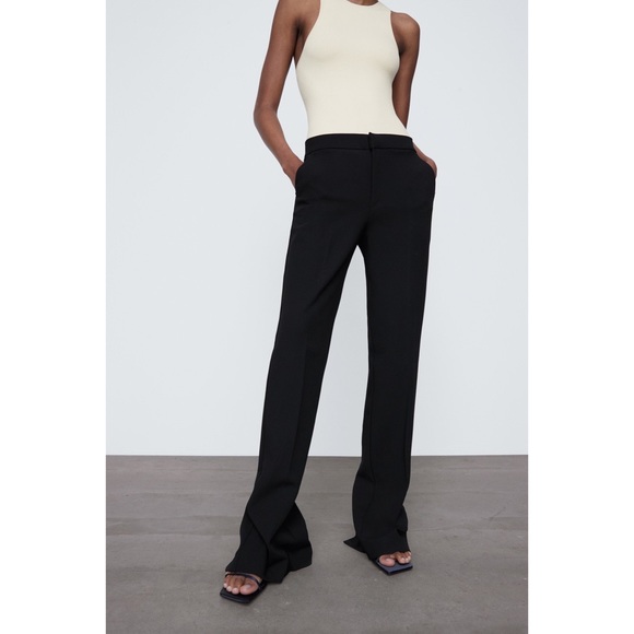 Zara NWT Black Pants with Vented Back Hem XL - Picture 3 of 14